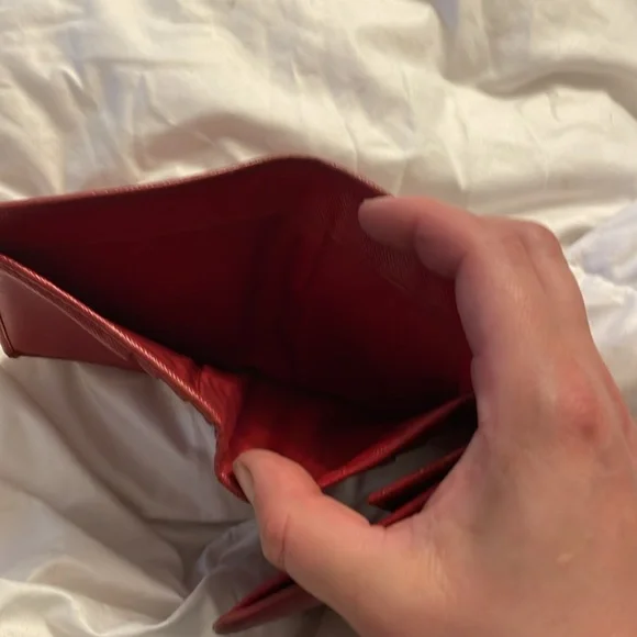 Prada Small Tri-Fold Wallet in Peonia Red - Picture 6 of 10